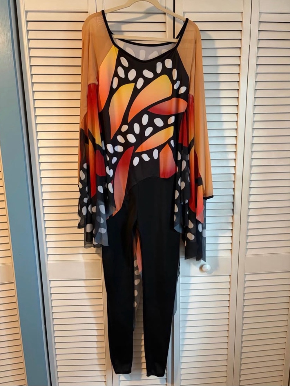 Butterfly Jumpsuit Costume Adult XL Monarch Wings Halloween